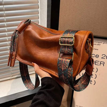 Graphic Pattern Zipper Crossbody Bag