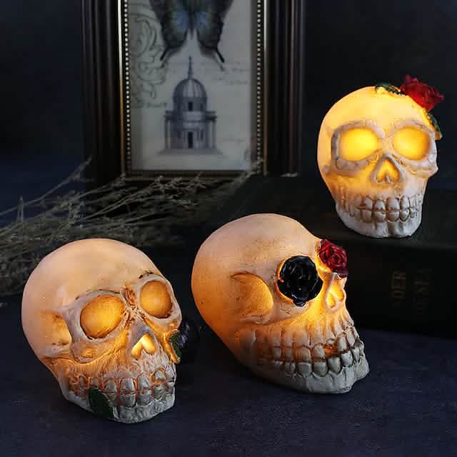 Halloween Resin Skull LED Night Light Decorative Light