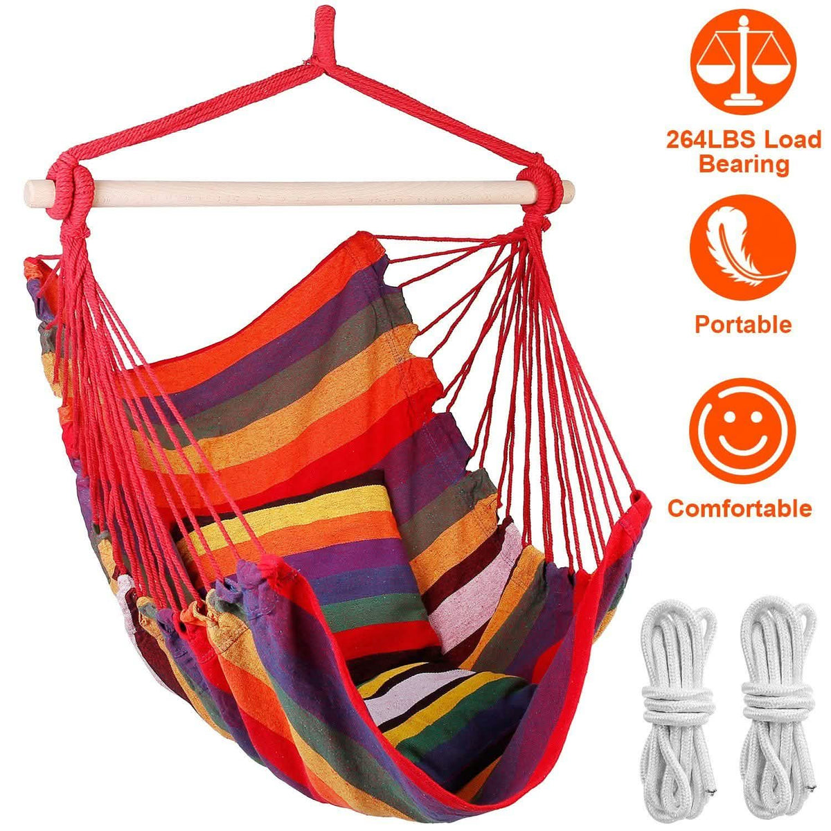 Hammock Hanging Chair Canvas with 2 Pillows