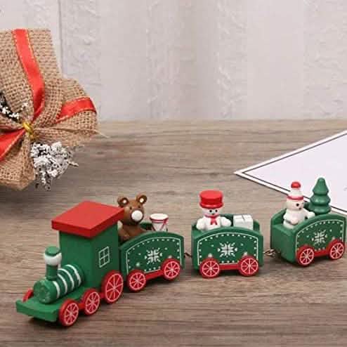 Happy Trees Wooden Christmas Train with Snowman