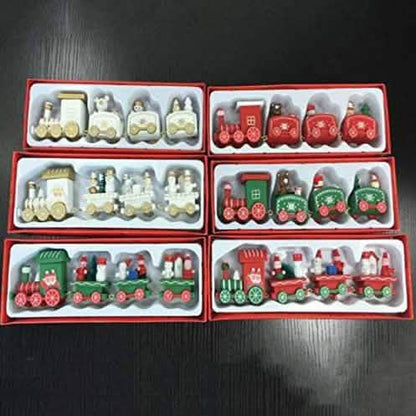 Happy Trees Wooden Christmas Train with Snowman