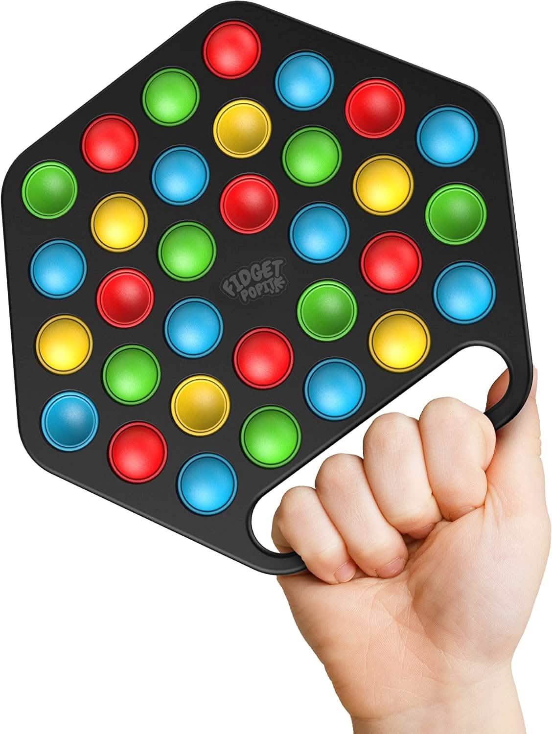 Hard Shell Pop it Fidget Toy Board with Carrying Handle for Adults & Kids