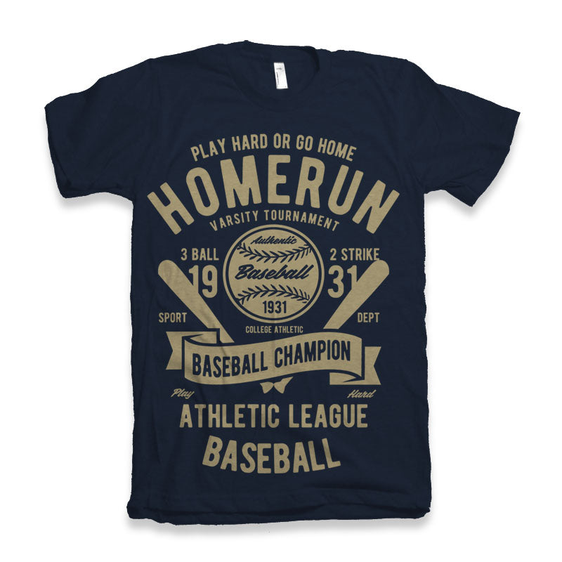 Homerun Baseball Men's Bamboo Viscose/Organic Cotton Short Sleeve Graphic T-Shirt