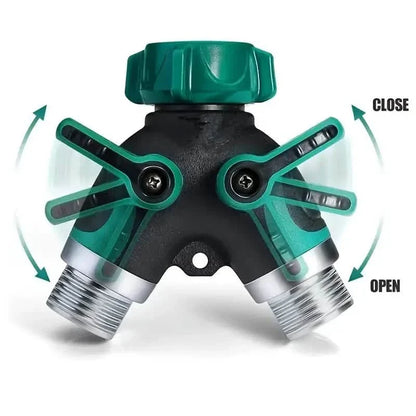Hose Splitter 2 Way 3/4" Faucet Y Connector with Shut-off Valve