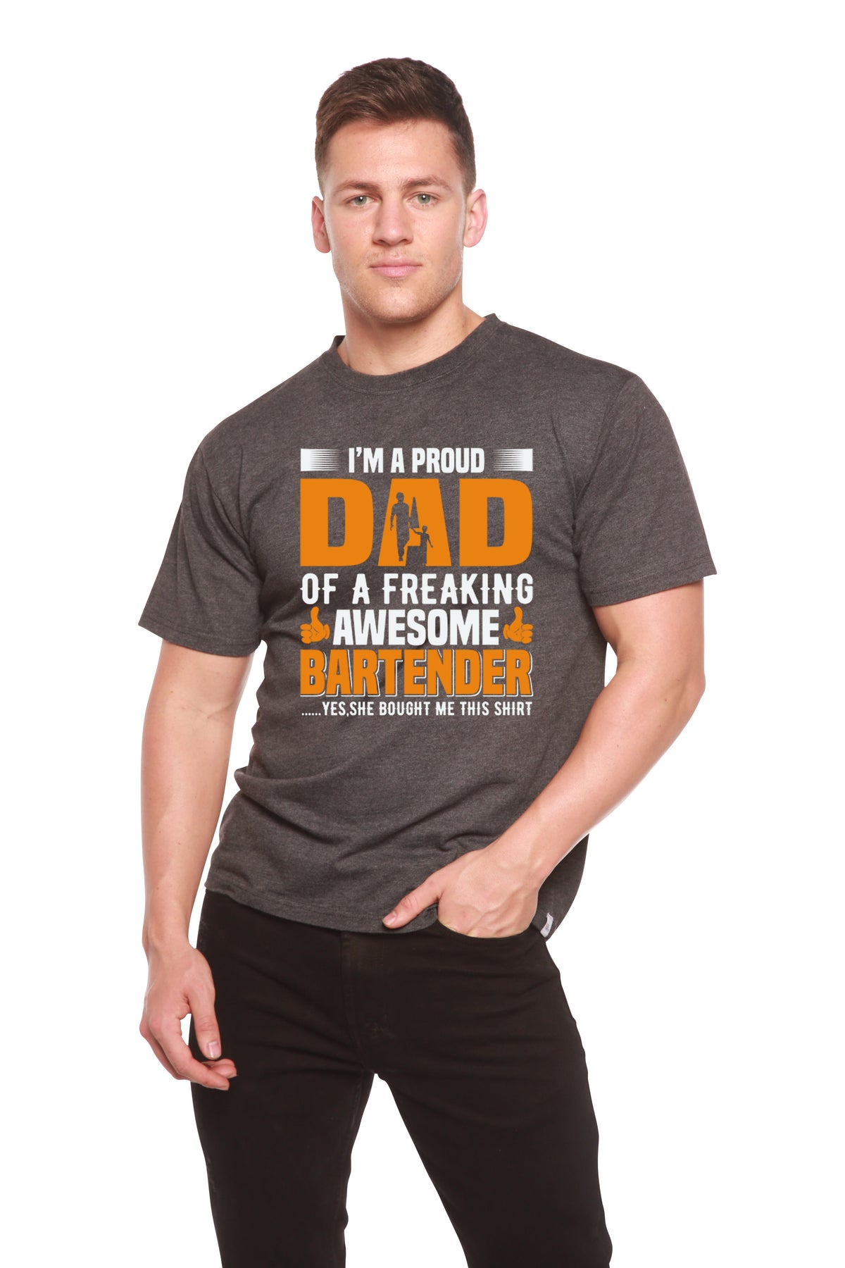 I'm a Proud Dad Men's Bamboo Viscose/Organic Cotton Short Sleeve Graphic T-Shirt