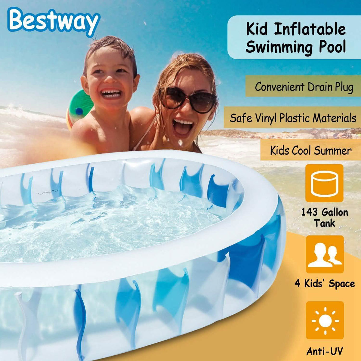 Inflatable Swimming Pool - 90x60x20"