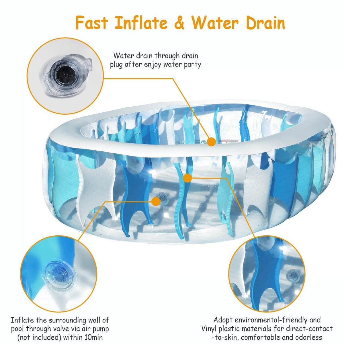 Inflatable Swimming Pool - 90x60x20"