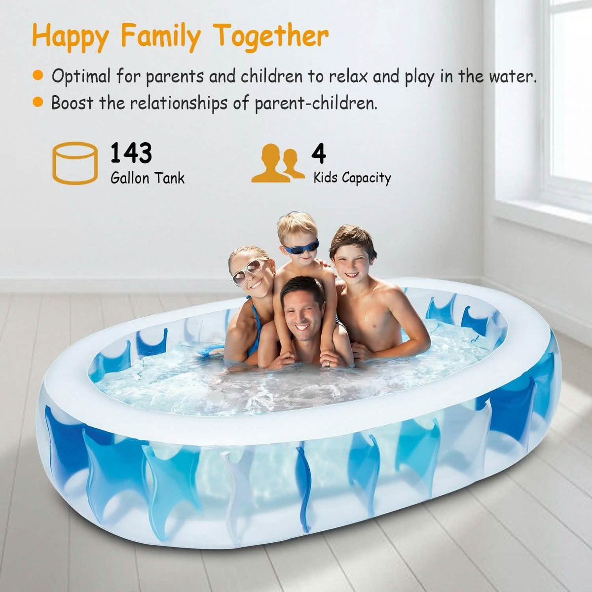 Inflatable Swimming Pool - 90x60x20"