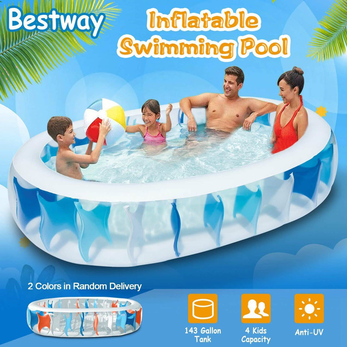 Inflatable Swimming Pool - 90x60x20"