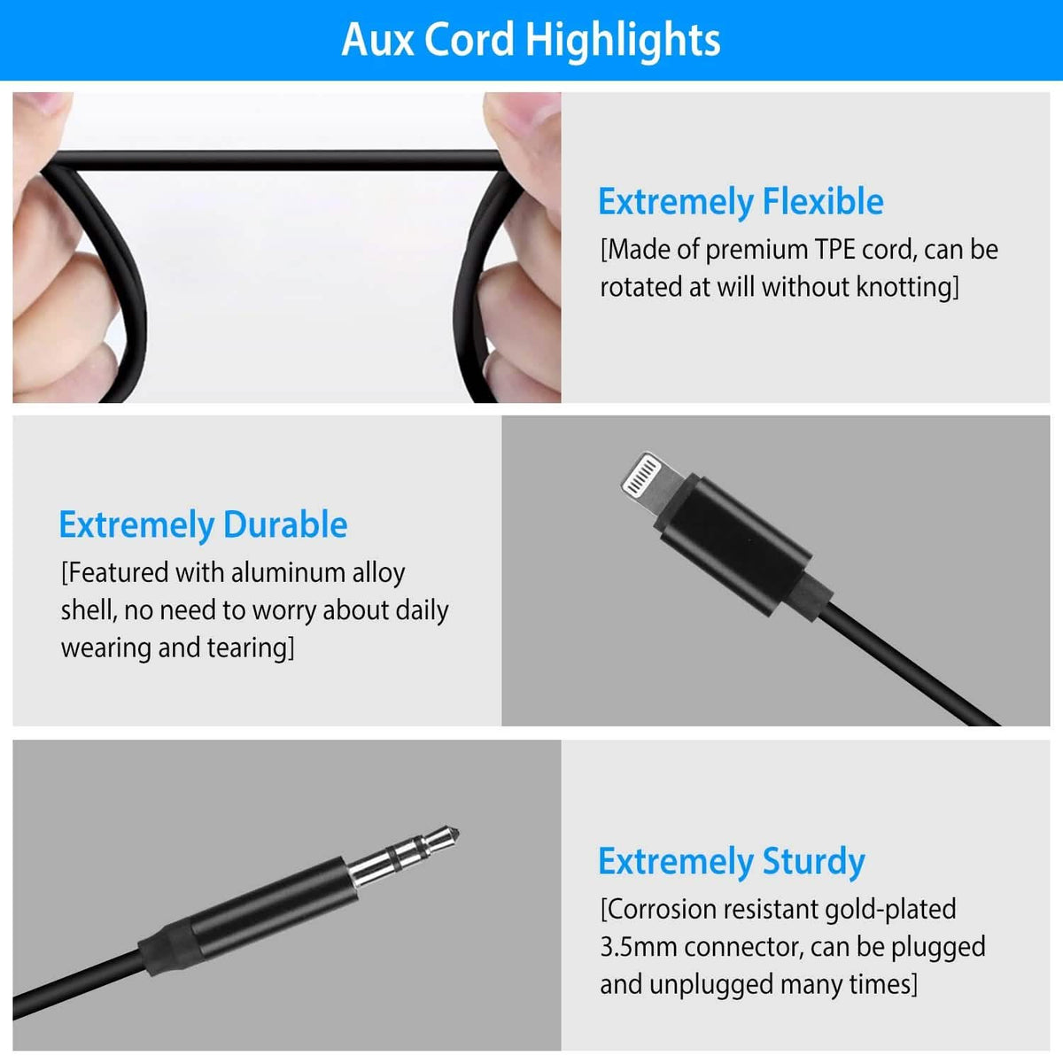 iOS 8 Pin to 3.5mm Aux Audio Adapter Cord