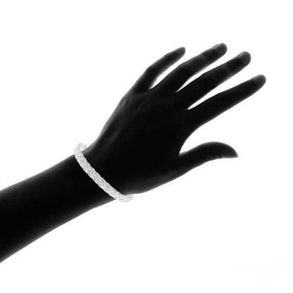 Italian Made Sterling Silver Braided Herringbone Bracelet by Verona