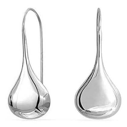 Italian Sterling Silver Puffed Teardrop Earrings by Verona