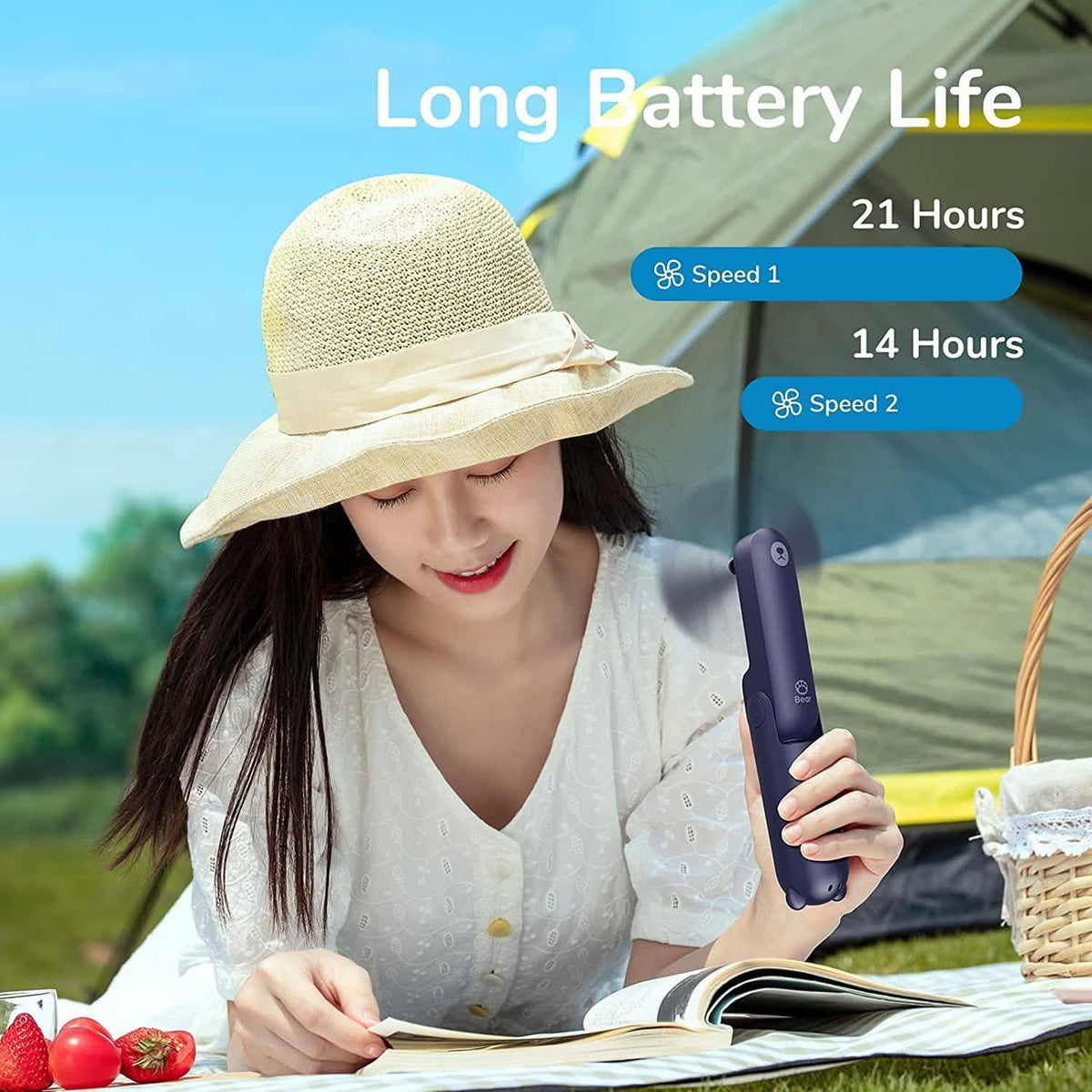 JISULIFE 3-in-1 Portable Small Pocket Fan with Power Bank