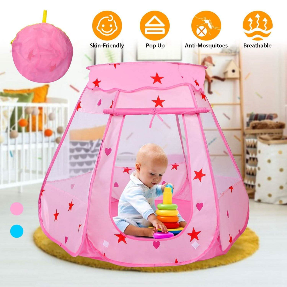 Kids Pop Up Prince Princess Toddler Play Tent