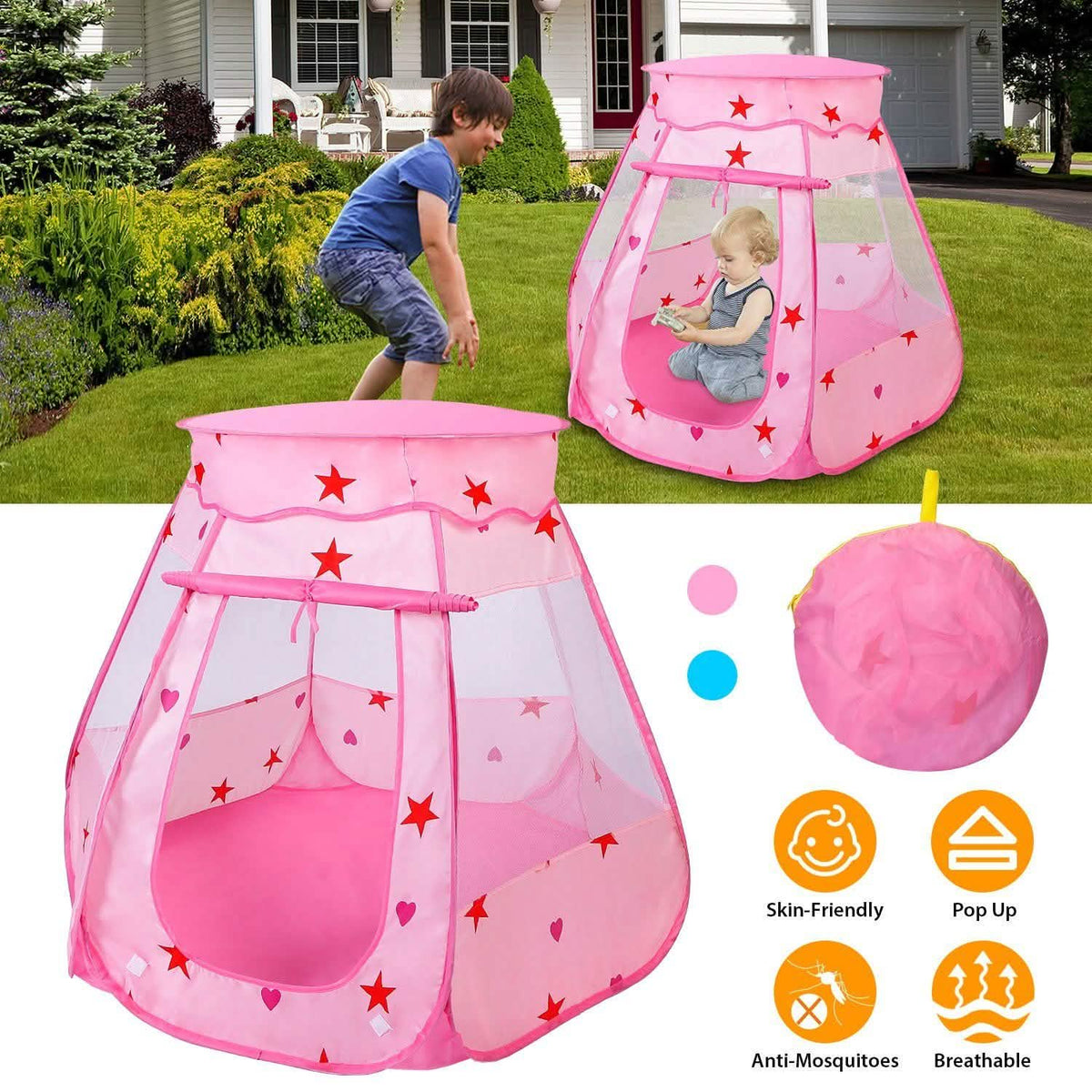 Kids Pop Up Prince Princess Toddler Play Tent