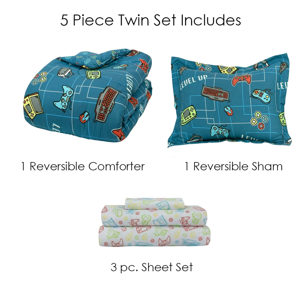 Kidz Mix Level Up Glow In The-Dark Bed In A Bag