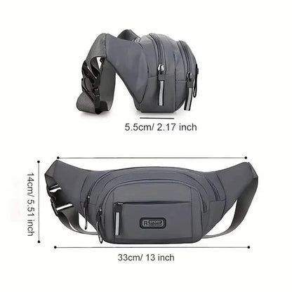 Large Capacity Crossbody Messenger Bag Fanny Pack with Reflective Zipper Strap