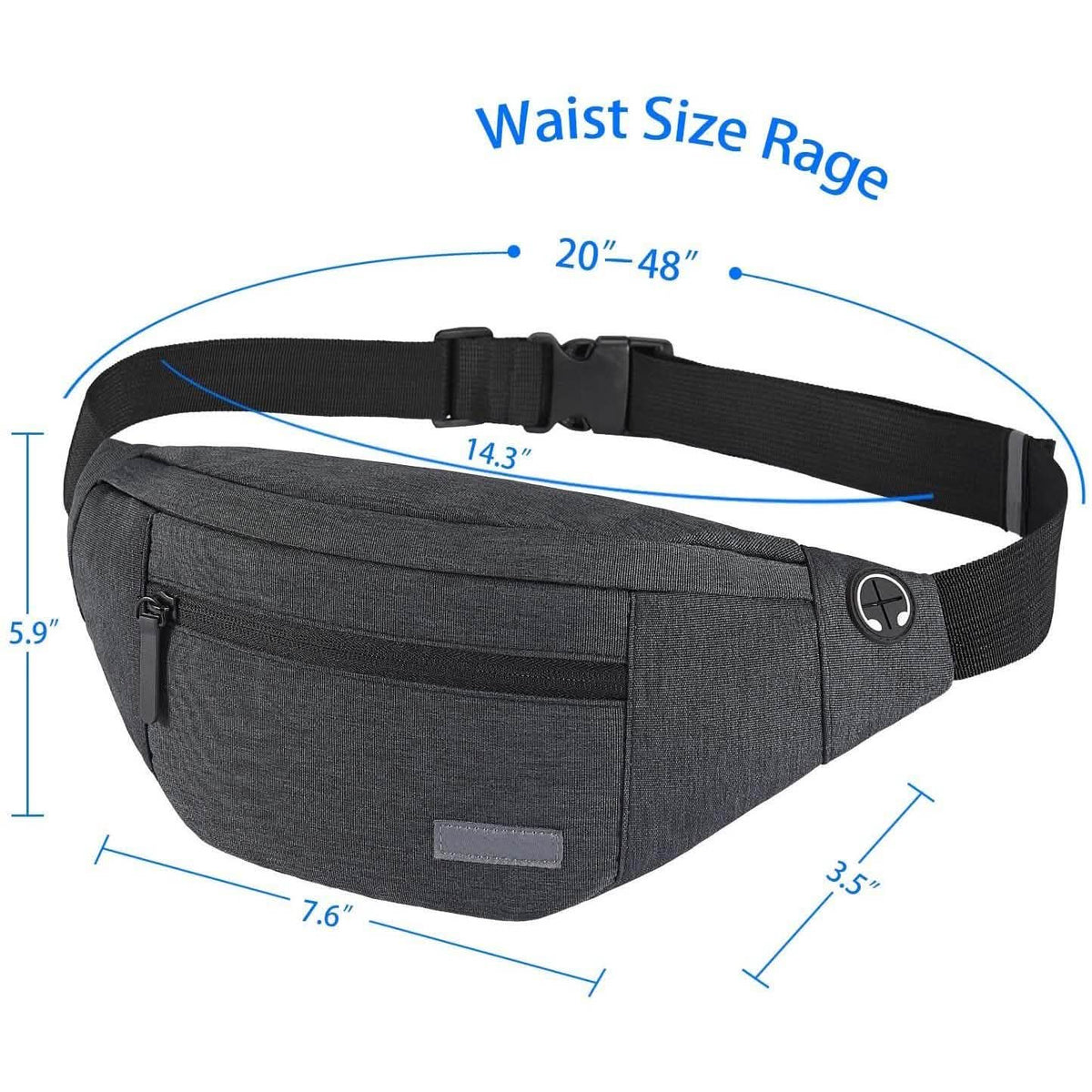 Large Crossbody Fanny Pack with 4-Zipper Pockets