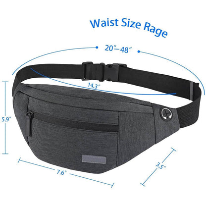 Large Crossbody Fanny Pack with 4-Zipper Pockets