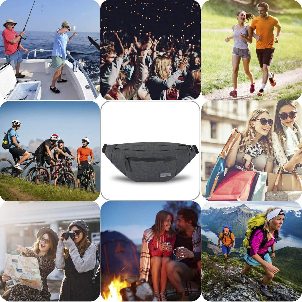 Large Crossbody Fanny Pack with 4-Zipper Pockets