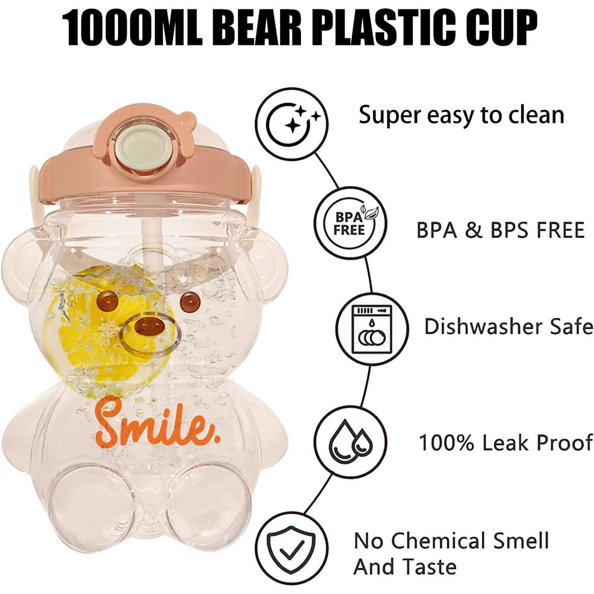 Leak-Proof Bear Water Bottle for Girls