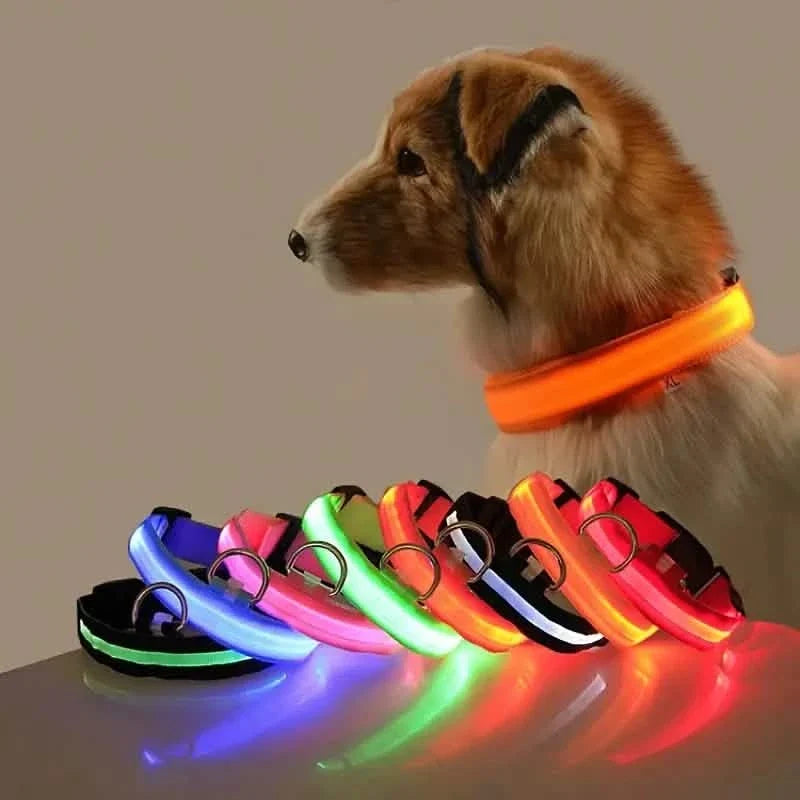 LED Dog Collars Light Adjustable Flashing Luminous Collar Night Anti-Lost