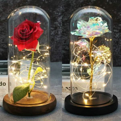 LED Glass Cover Simulation Foil Rose Flower