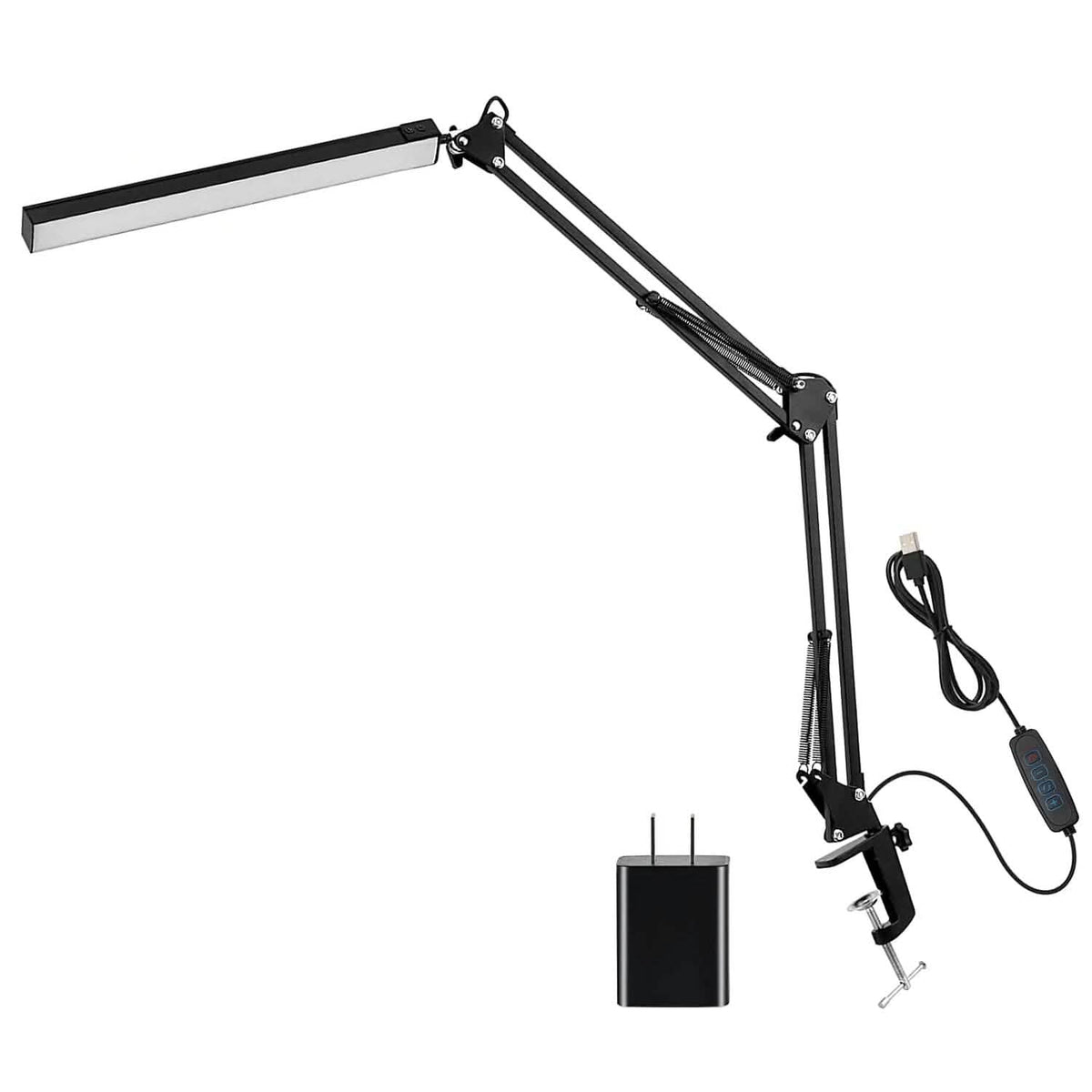 LED Reading Desk Lamp with Clamp Adjustable Swing Arm