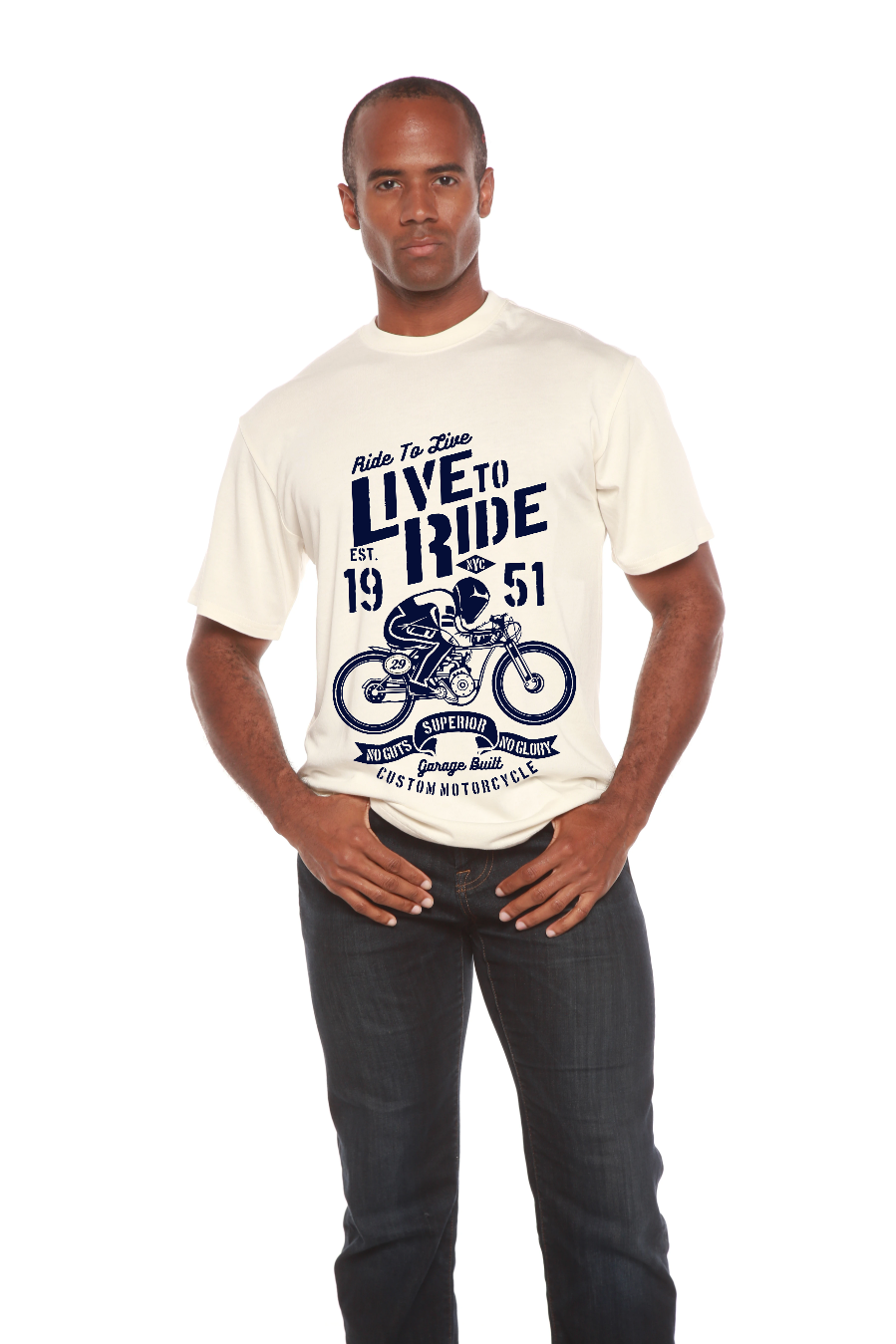 Live To Ride Men's Bamboo Viscose/Organic Cotton Short Sleeve Graphic T-Shirt