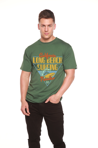 Long Beach Surfing Printed Men's Bamboo Viscose/Organic Cotton Short Sleeve Graphic T-Shirt