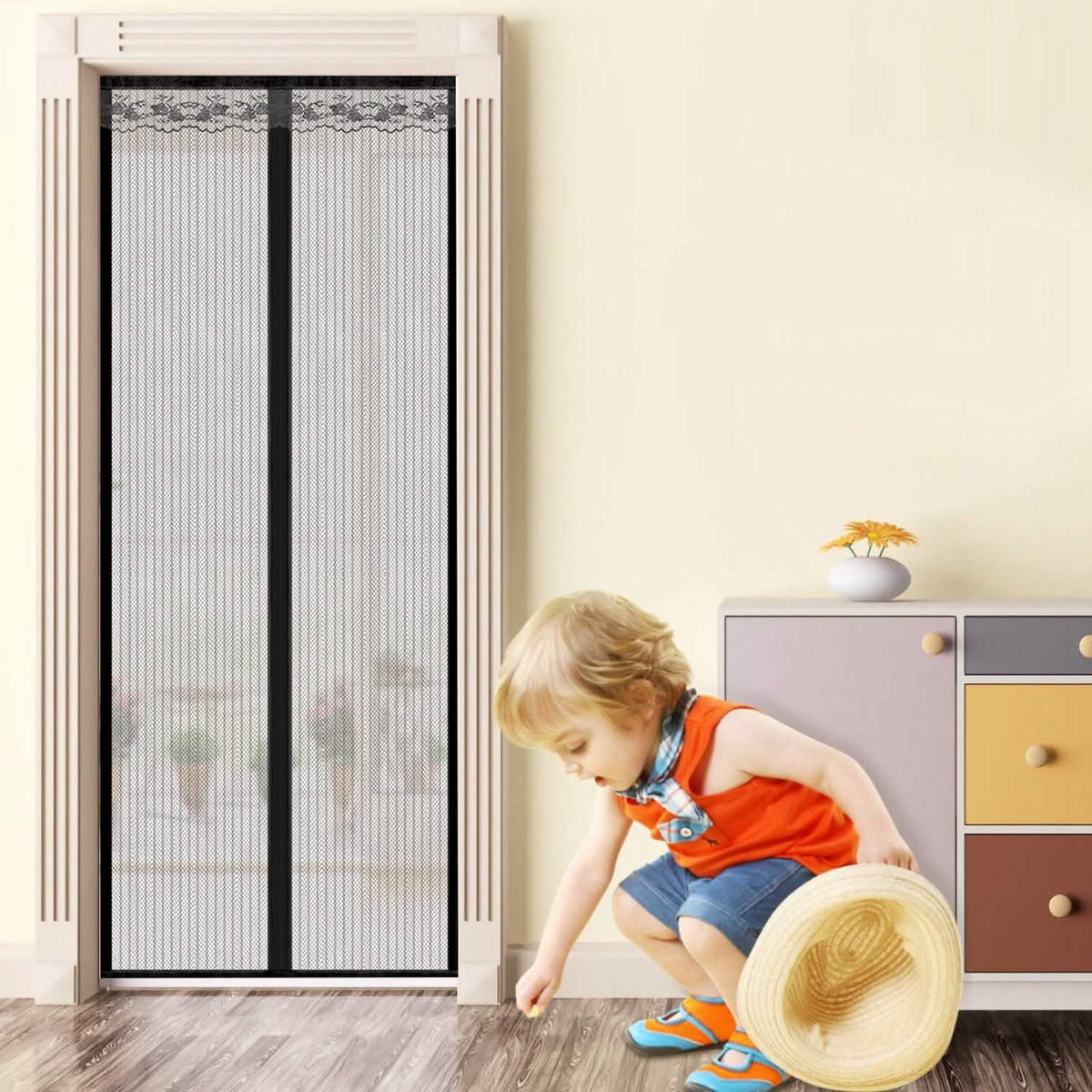 Magnetic Screen Door Hands-free Fly Mesh Door Curtain
