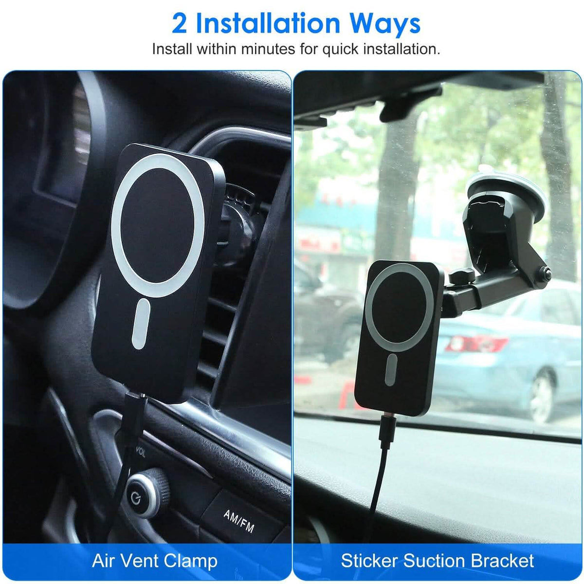 Magnetic Wireless Charger MagSafe Car Phone Mount Air Vent Holder