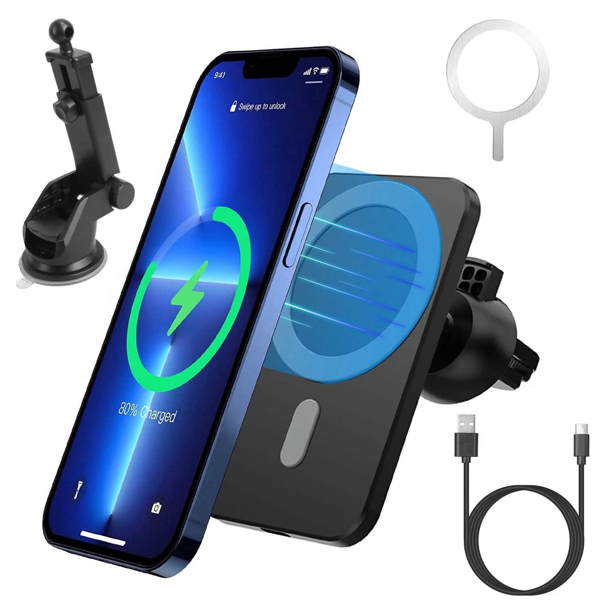 Magnetic Wireless Charger MagSafe Car Phone Mount Air Vent Holder