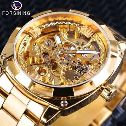 Men Luxury Skeleton Automatic Winding Mechanical Watch