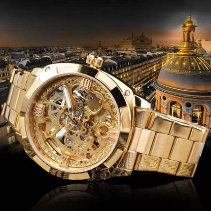 Men Luxury Skeleton Automatic Winding Mechanical Watch