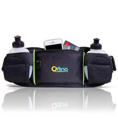 Men or Women's Hydration Running Belt Pouch With Water Bottles And Zippered Compartment
