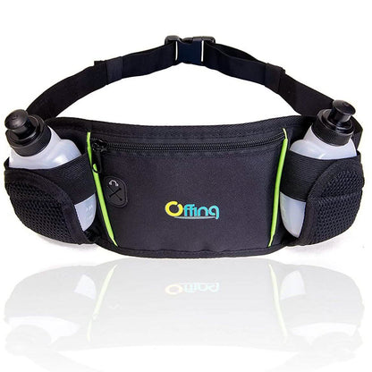 Men or Women's Hydration Running Belt Pouch With Water Bottles And Zippered Compartment