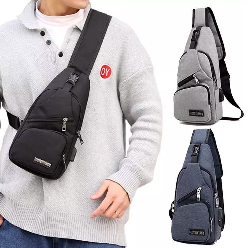 Men Women Crossbody Shoulder Bag with USB Port