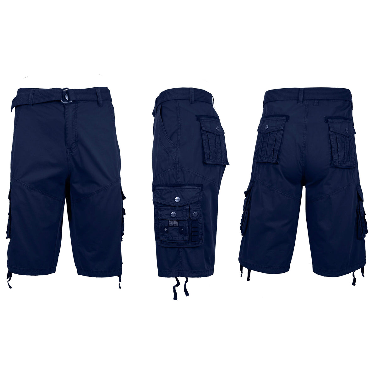 Men's Distressed Vintage Belted Cargo Utility Shorts