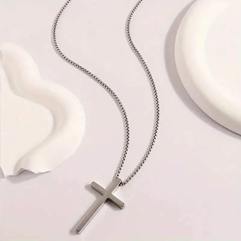 Fashion Stainless Steel Cross Pendant Unisex Necklace