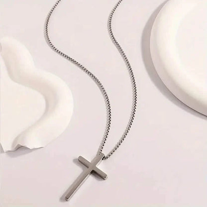 Fashion Stainless Steel Cross Pendant Unisex Necklace