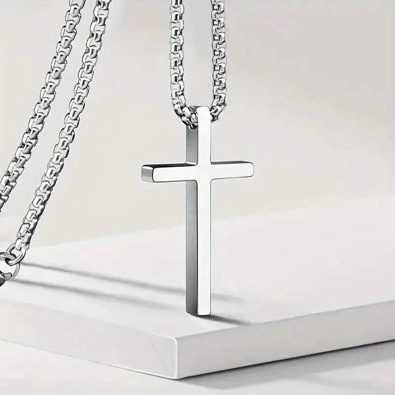 Fashion Stainless Steel Cross Pendant Unisex Necklace