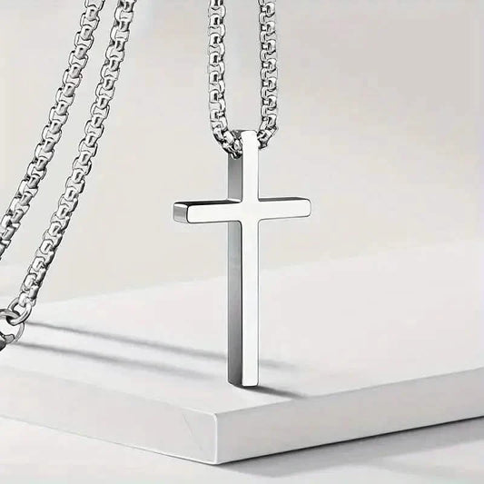Fashion Stainless Steel Cross Pendant Unisex Necklace