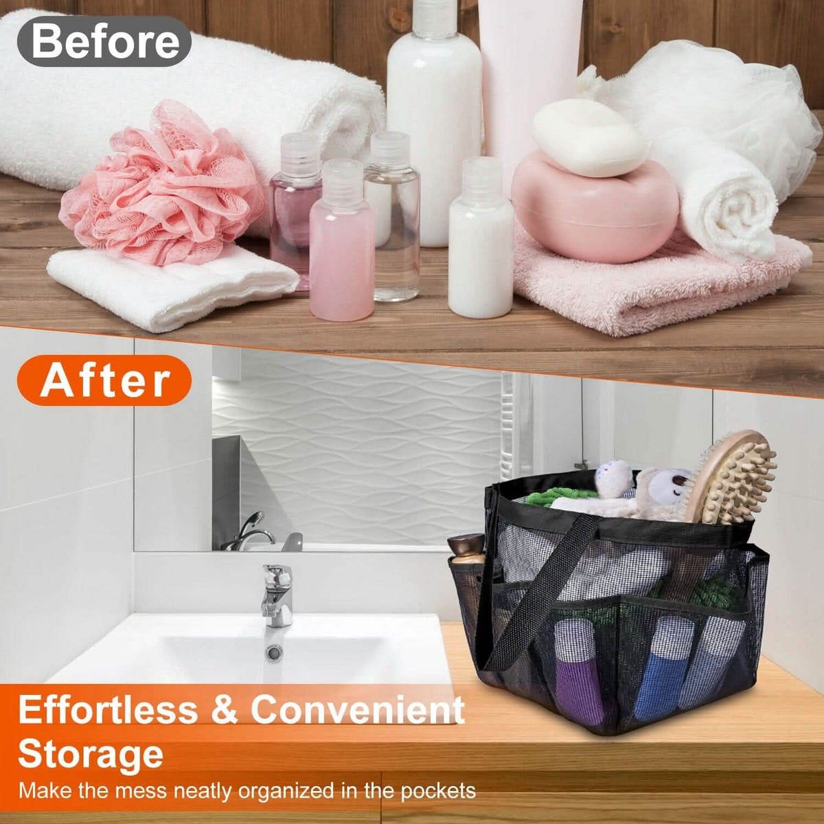 Mesh Shower Caddy Bag Organizer Storage Hanging Basket