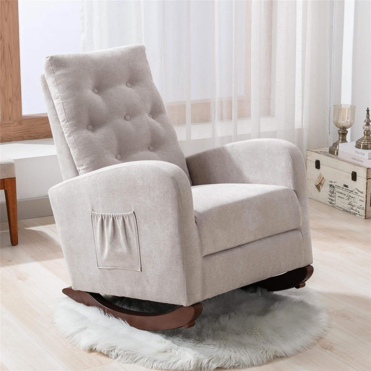 Mid-Century Modern Nursery Rocking Chair Armchair