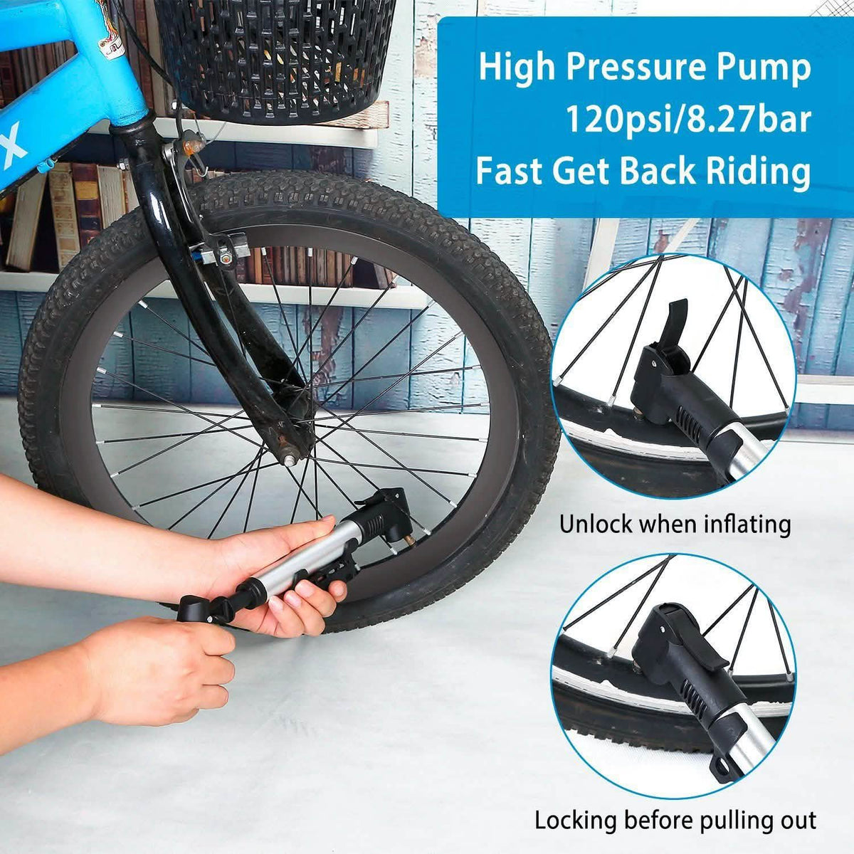Mini Bike Pump Portable Bicycle Tire Inflator