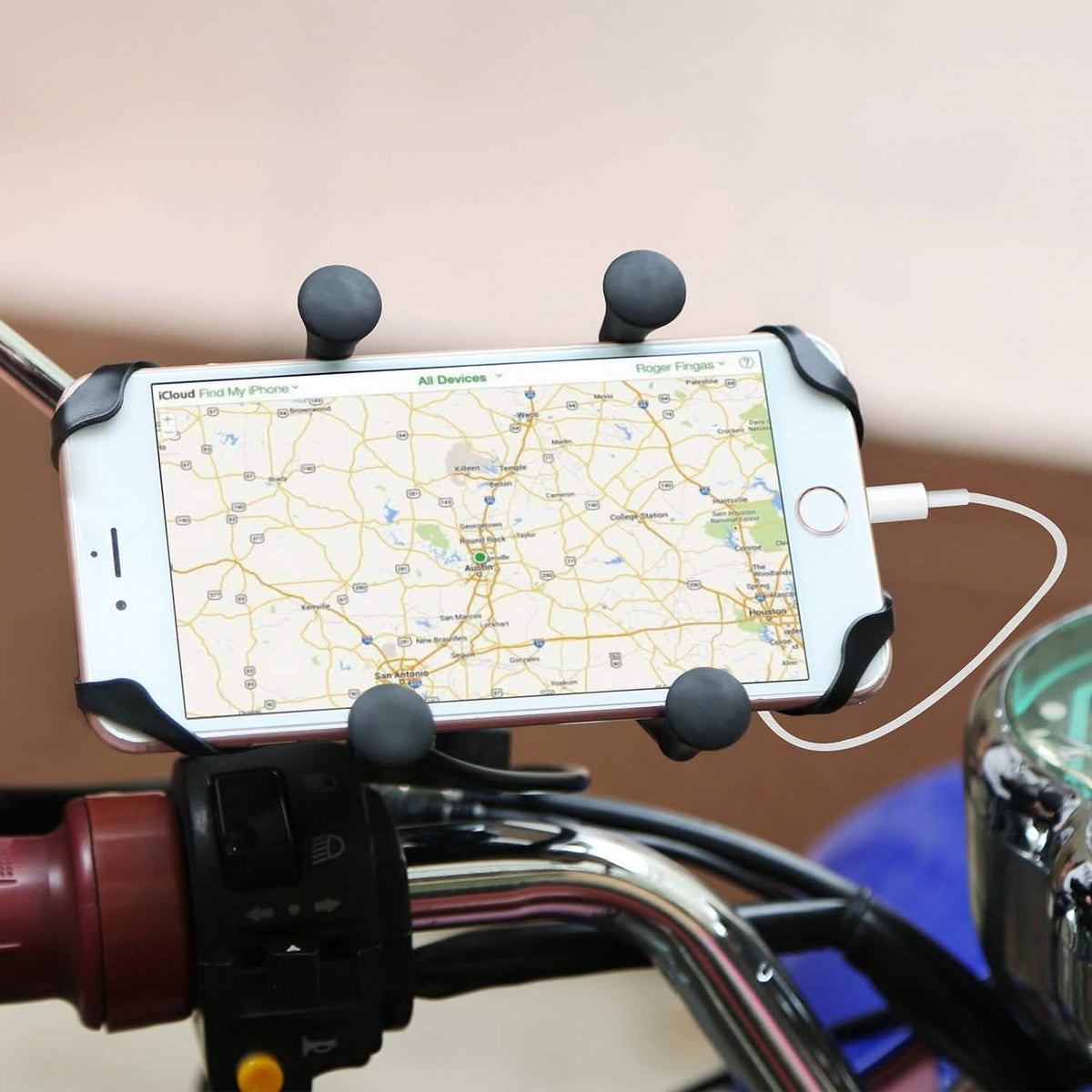 Motorcycle Handlebar Mount Holder with USB Charger