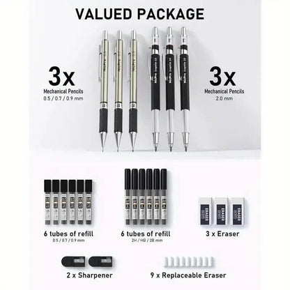 Nicpro Art Mechanical Pencil Set for Writing, Sketching, Drawing With Lead Refills Case
