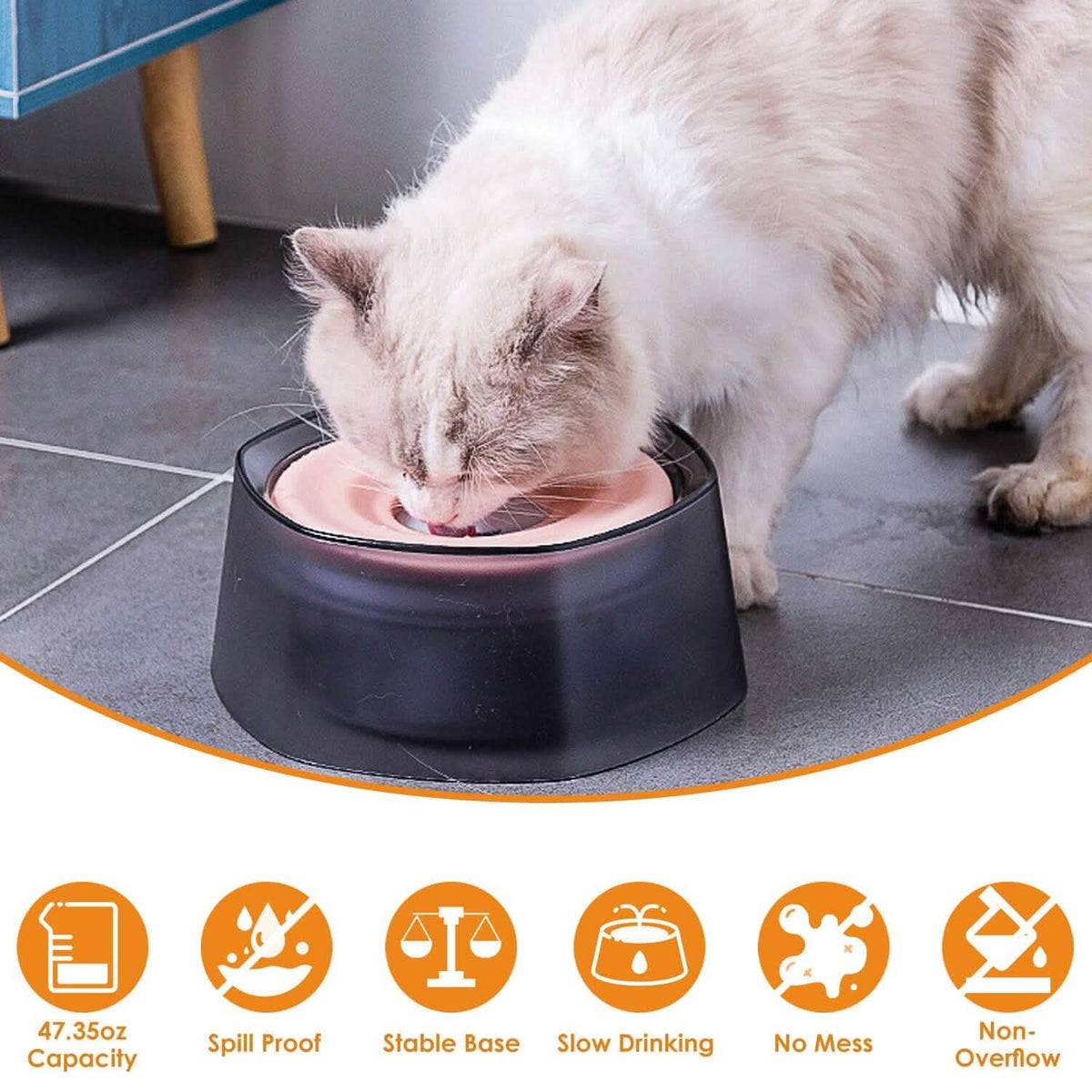 No Spill Dog Cat Water Bowl Spill Proof Slow Water Feeder