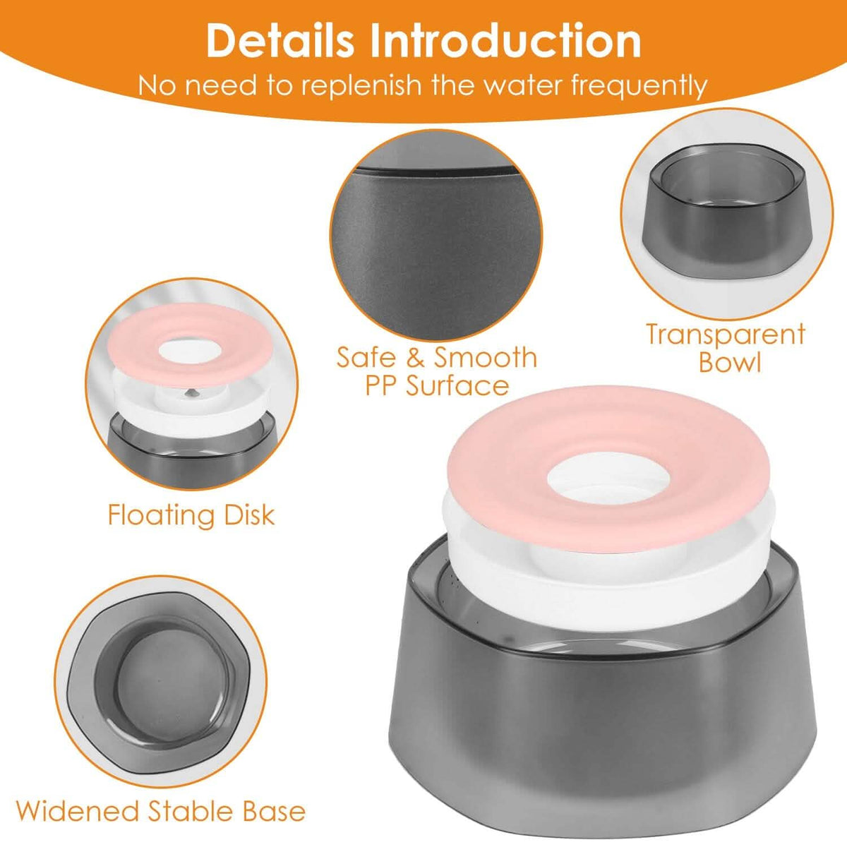 No Spill Dog Cat Water Bowl Spill Proof Slow Water Feeder